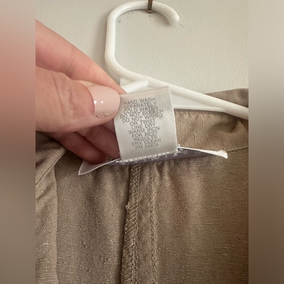 Vintage The Limited Raw Silk Long Slit Button Up Dress Tan Khaiki XS - Picture 6 of 12